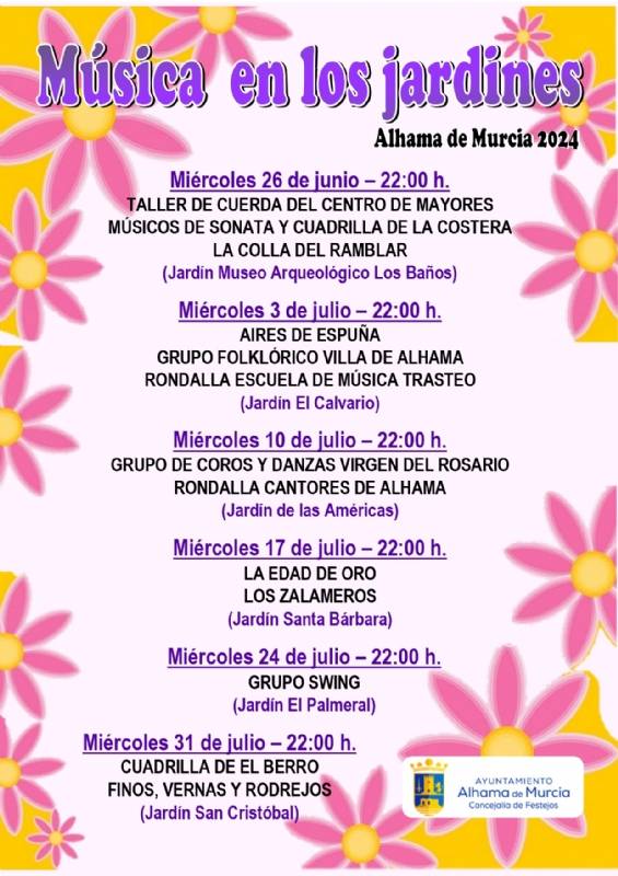 July 17 Free concert in the Jardín Santa Bárbara in Alhama de Murcia