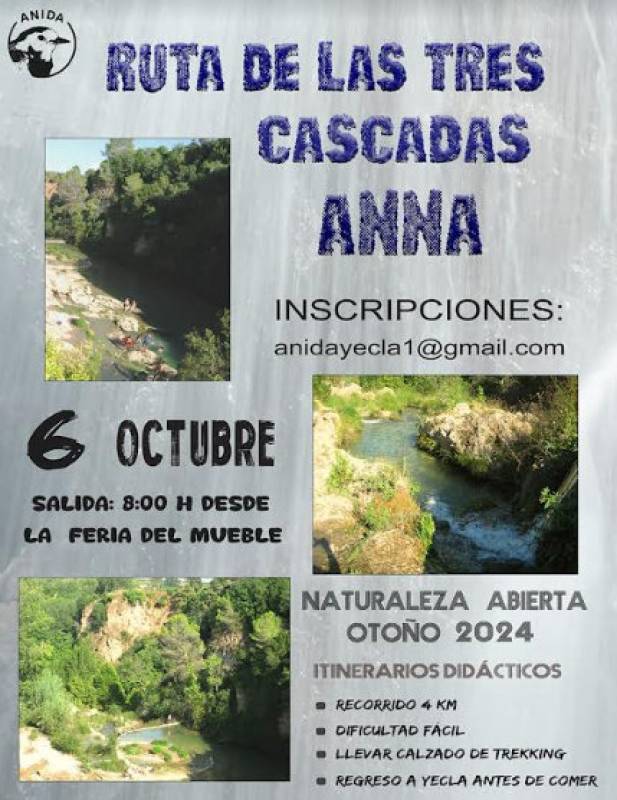 October 6 Nature and easy hiking trip from Yecla to the waterfalls of Anna