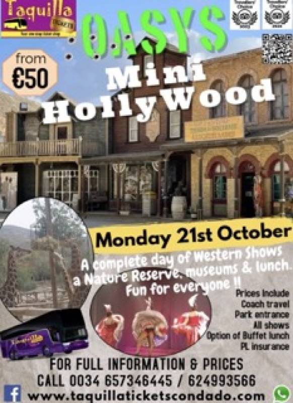 October 21 Taquilla Tickets day trip to Oasys Mini Hollywood