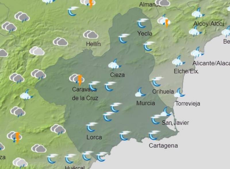 Rain in Murcia: Weekly weather forecast October 7-13