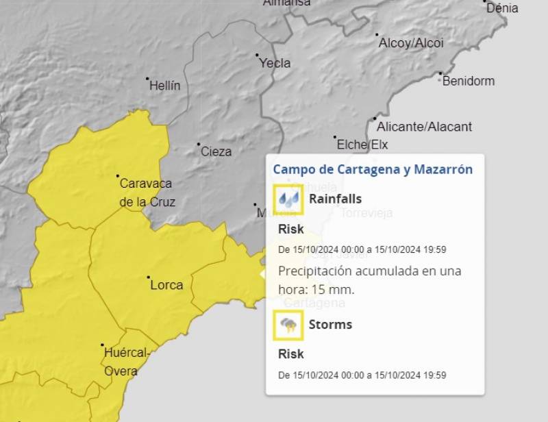 More showers and cooler days: Murcia weekly weather forecast October 14-20