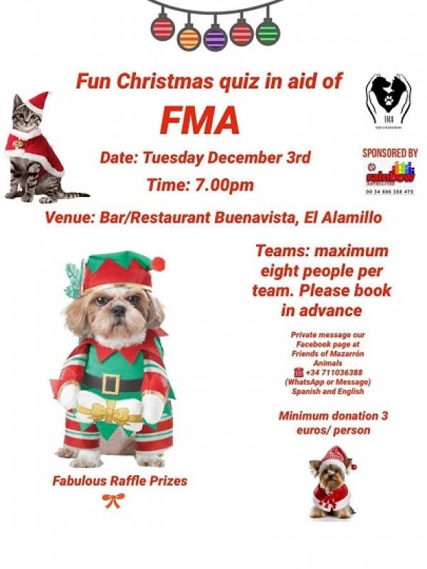 December 3 Fun Christmas Quiz at the Buenavista Bar for Friends of Mazarron Animals