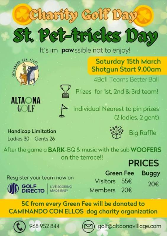 March 15 St Pet-tricks day charity golf competition at Altaona Golf