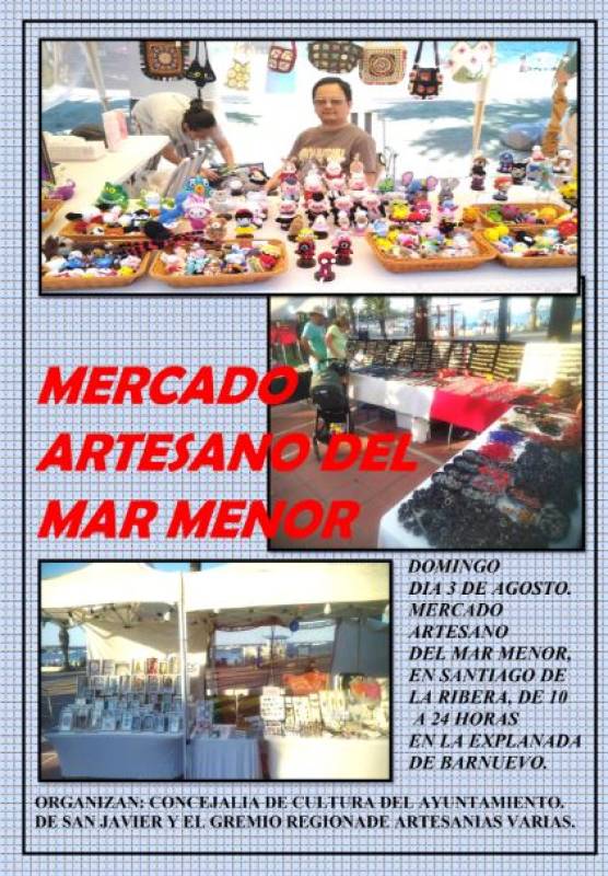 August 3 Sunday artisan market in Santiago de la Ribera