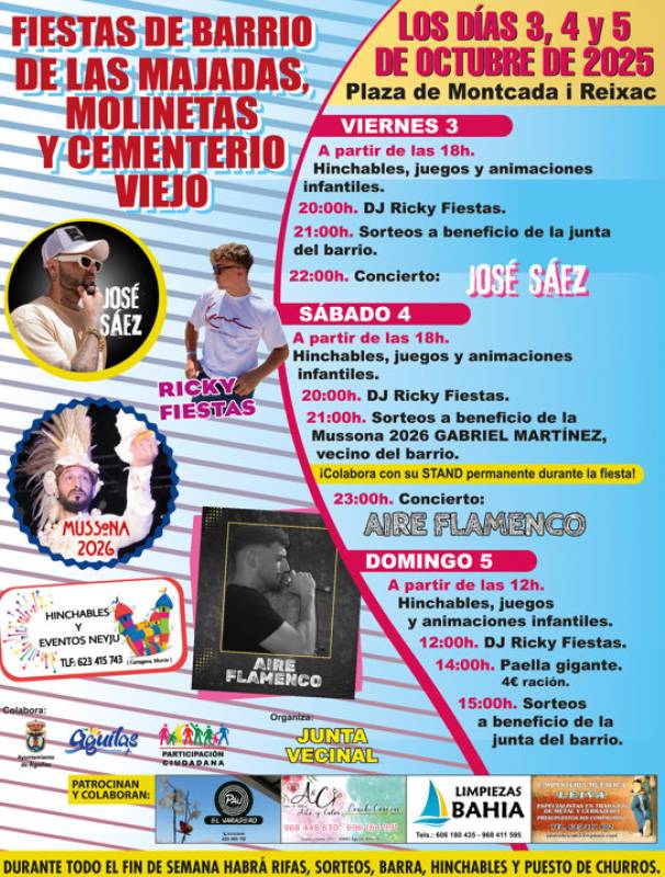 October 3 to 5 Fiestas in the Las Majadas district of Águilas