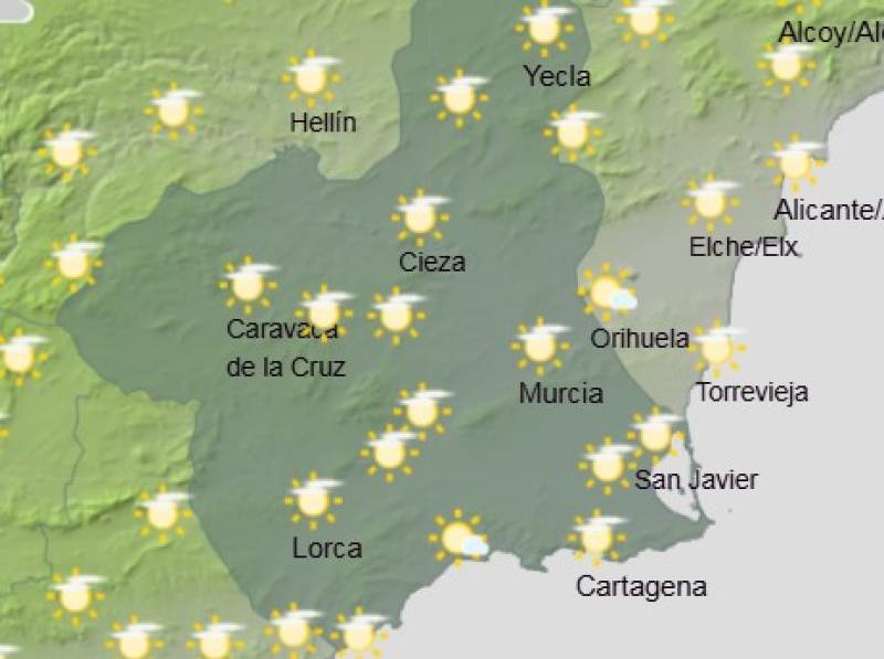 Sunshine and clouds tag team this weekend: Murcia weather forecast October 30 - November 2