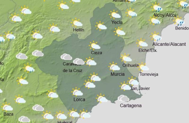 Rain and storms on Christmas Day: Murcia weekly weather forecast December 22-28