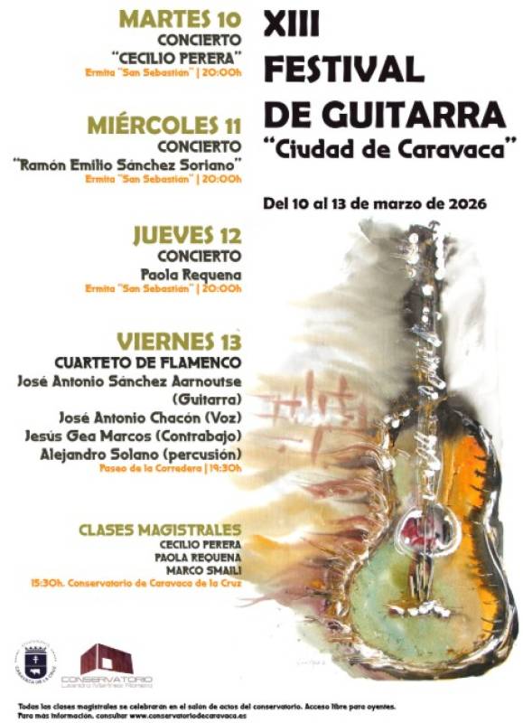March 10 to 13 Free classical Spanish guitar concerts in Caravaca de la Cruz