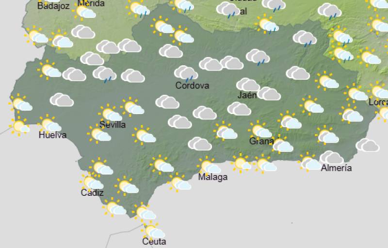Andalucía weekly weather forecast April 27-30: Breezy start, then showers and thunderstorms
