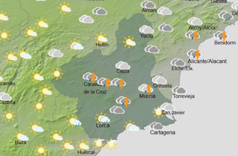 The rain just won't go away: Murcia weekly weather forecast May 4-7